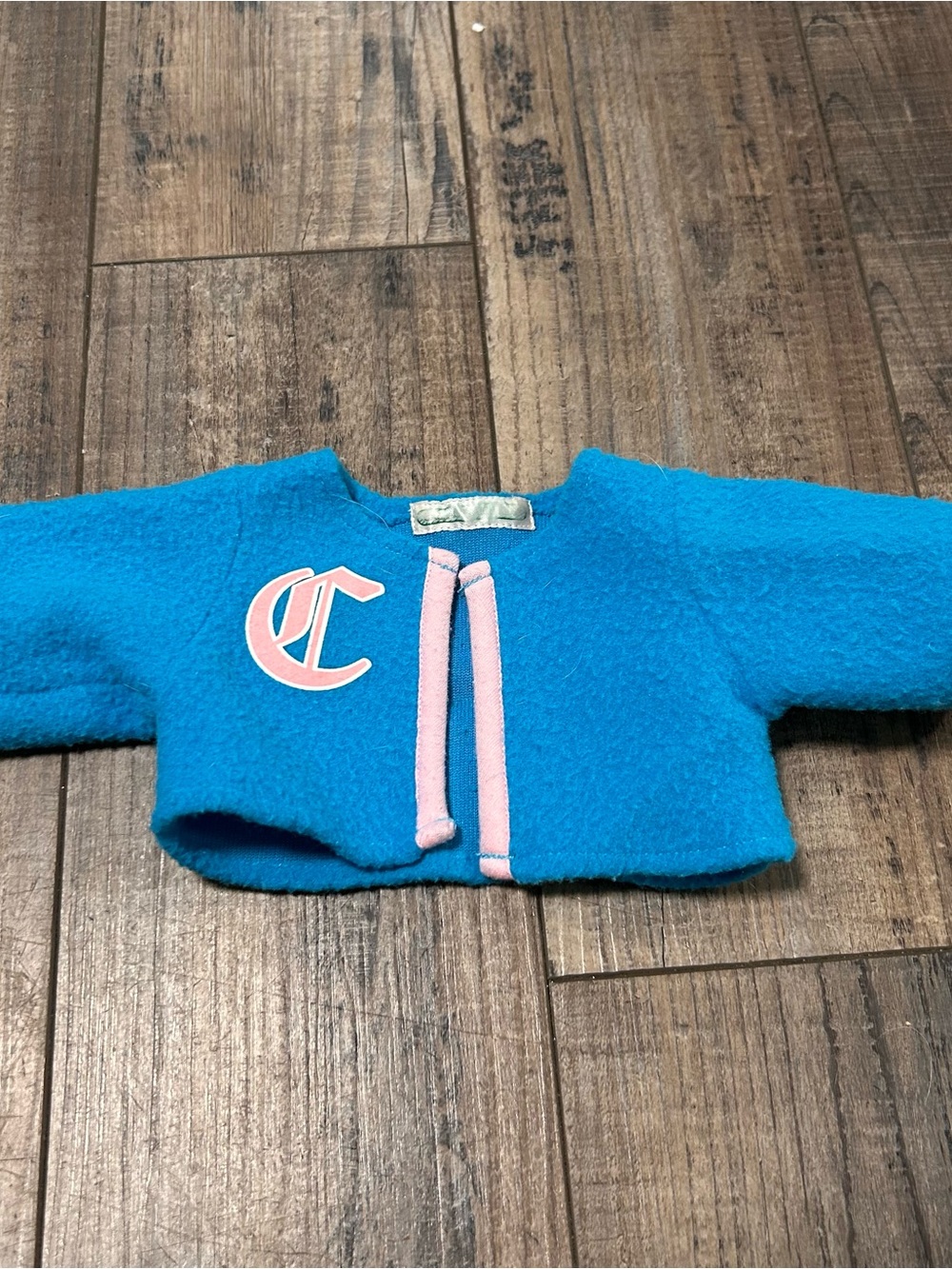 VTG Cabbage Patch Kid Doll Sweater Blue‎ Fleece Jacket Pink Logo Monogram